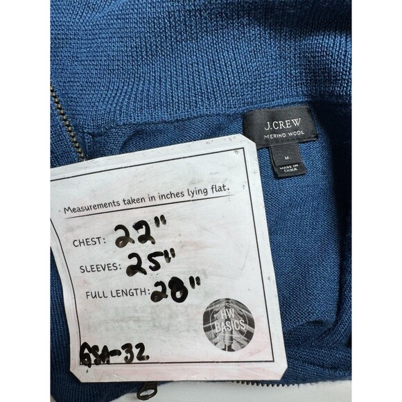 J.CREW Men’s Sweater Blue 100% Merino Wool Size M Lightweight 1/4 Zip - Picture 4 of 5